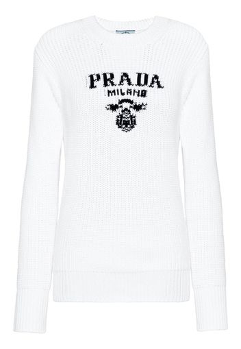 Prada cotton logo-print crew-neck jumper - White