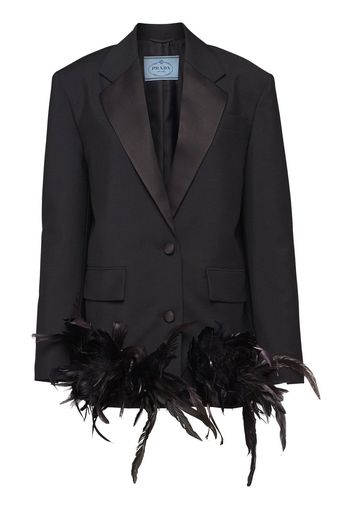 Prada feather-trim kid mohair blazer - Black