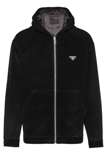 Prada triangle-logo zip-up hoodie - F0002 BLACK