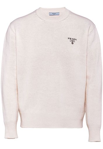 Prada logo-embroidered cashmere jumper - White