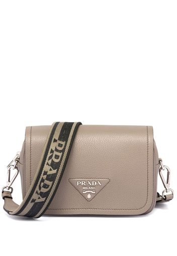 Prada logo-plaque leather shoulder bag - Brown