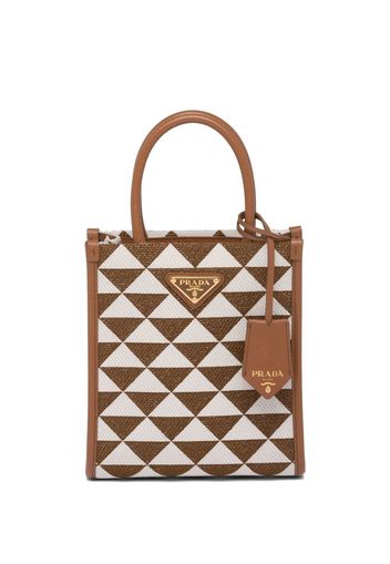 Prada Symbole embroidered fabric tote bag - Brown