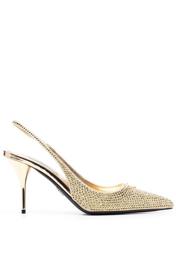 Prada Satin slingbacks with crystals - Gold