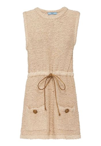 Prada silk bouclé-construction dress - Neutrals