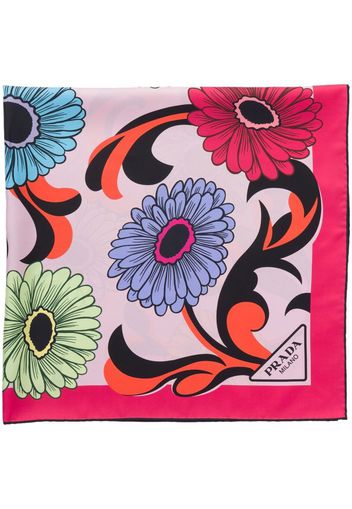 Prada pop-retro floral-printed silk scarf - Pink