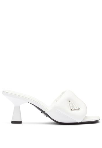 Prada logo-plaque padded mules - White