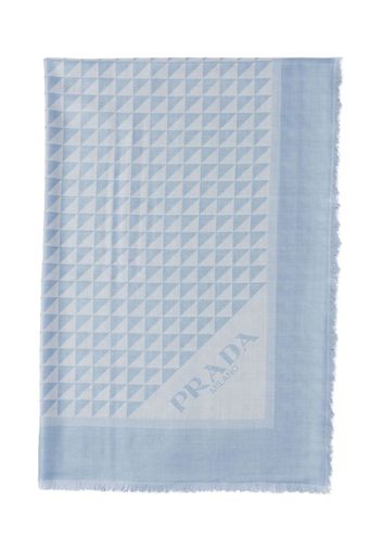 Prada patterned-jacquard wool-silk scarf - Blue