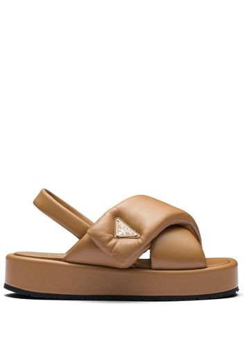 Prada Soft padded nappa leather sandals - Brown