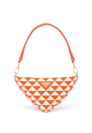 Prada triangle-logo embroidered mini bag - Orange