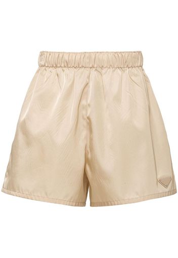 Prada enamel triangle logo re-nylon shorts - Neutrals