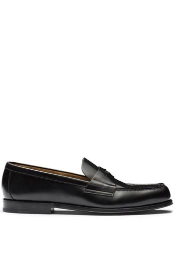 Prada logo-plaque leather loafers - Black