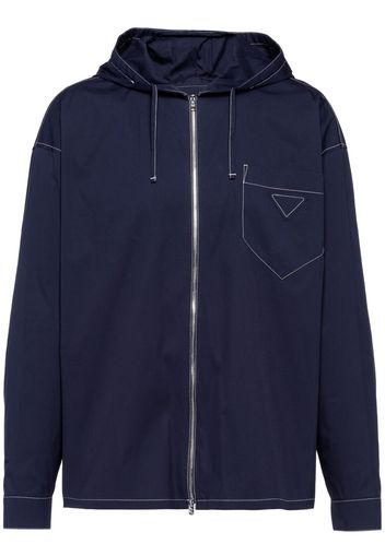 Prada hooded cotton overshirt - Blue