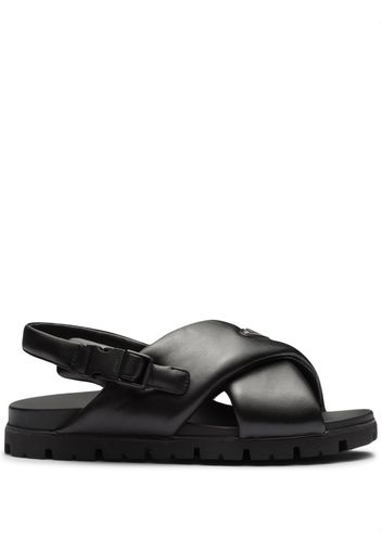 Prada padded crossover-straps flat sandals - Black