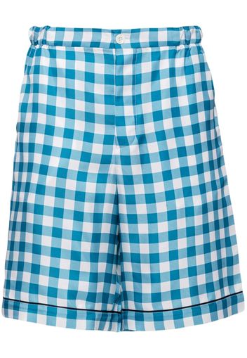 Prada check-print silk Bermuda shorts - Blue