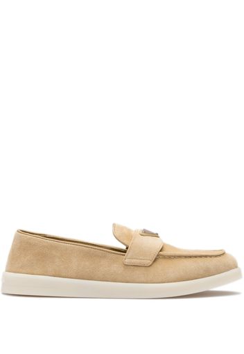 Prada triangle-logo suede loafers - Neutrals