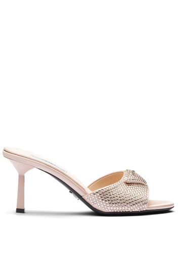 Prada crystal-embellished satin mules - Pink