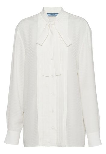 Prada pleated logo-jacquard shirt - White