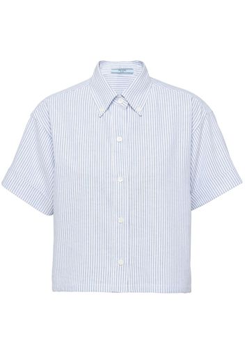 Prada striped cropped oxford shirt - Blue