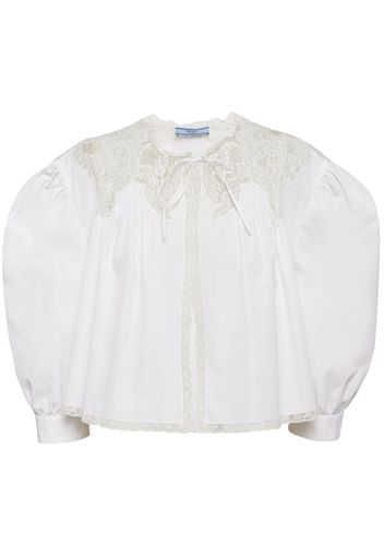 Prada lace-detail cotton shirt - White