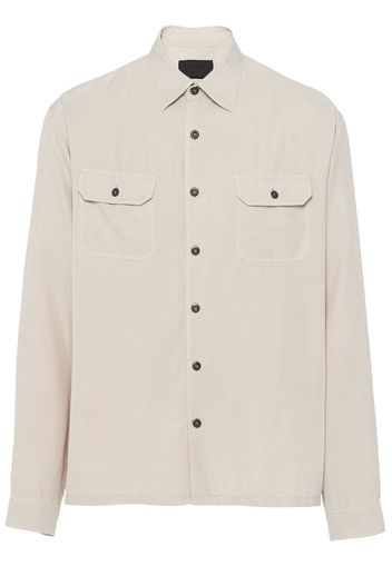 Prada long-sleeve silk shirt - Neutrals