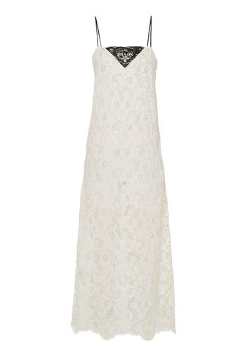 Prada logo-print lace midi dress - Neutrals