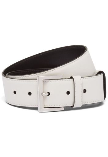 Prada logo-plaque leather belt - White