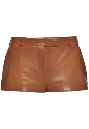 Prada low-rise leather shorts - Brown