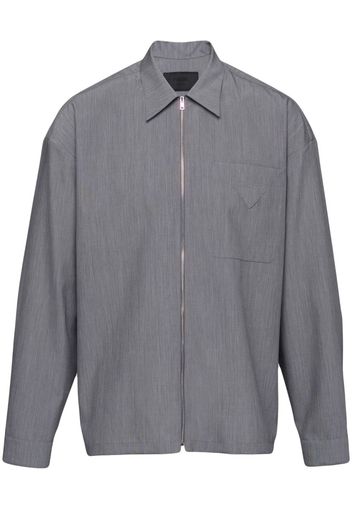 Prada triangle-logo zip-up shirt - Grey