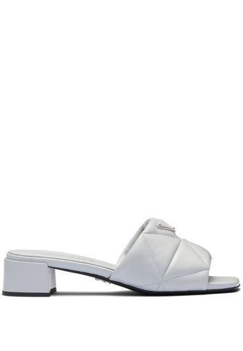 Prada 45mm triangle-logo quilted mules - White