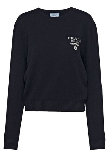 Prada intarsia-knit cashmere-silk jumper - Blue