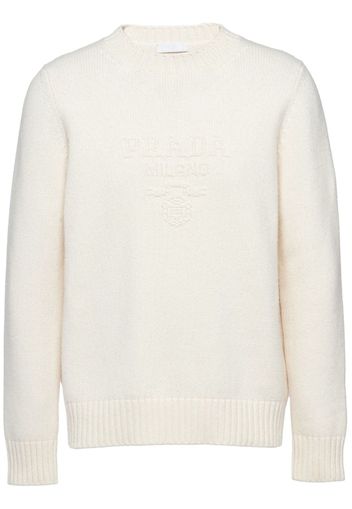 Prada logo-embroidered wool-cashmere jumper - White