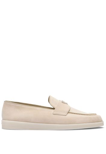 Prada triangle-logo suede loafers - Neutrals