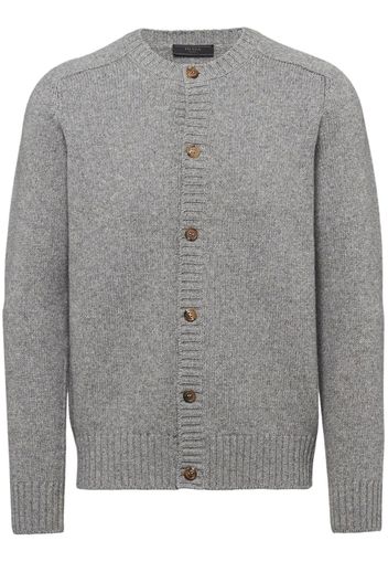 Prada triangle-logo cashmere cardigan - Grey