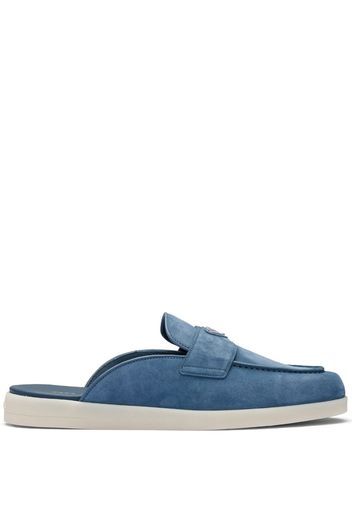 Prada triangle-logo open-back suede loafers - Blue