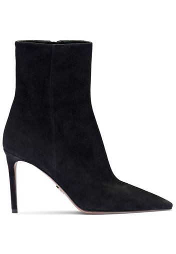 Prada logo-plaque suede ankle boots - Black