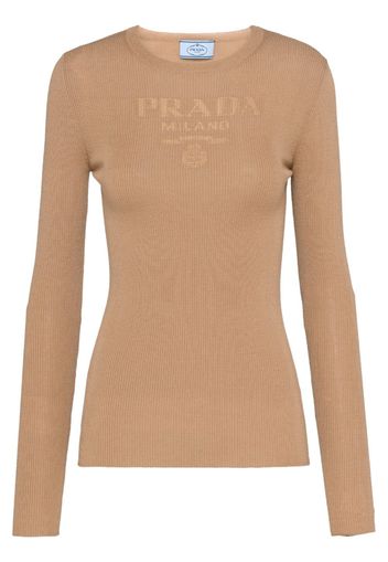 Prada logo-intarsia wool jumper - Brown