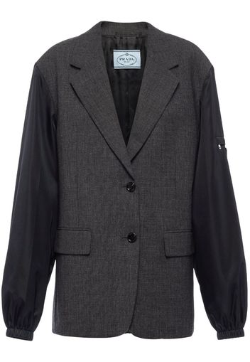 Prada logo-plaque buttoned single-breasted blazer - Grey