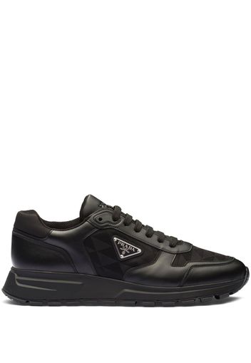 Prada logo-jacquard leather sneakers - Black