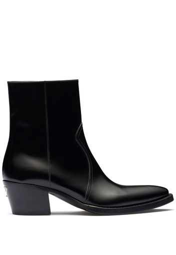 Prada triangle-logo leather boots - Black