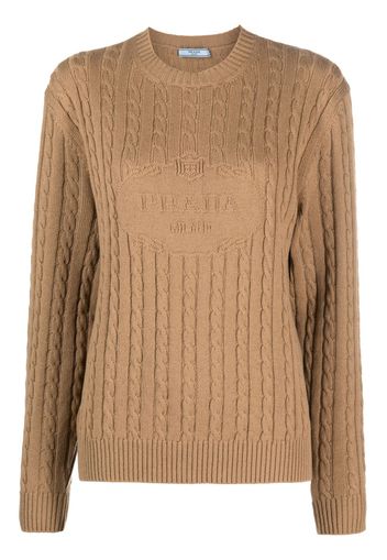 Prada intarsia-knit logo jumper - Brown