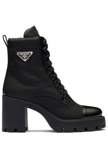 Prada 90mm triangle-logo ankle boots - Black