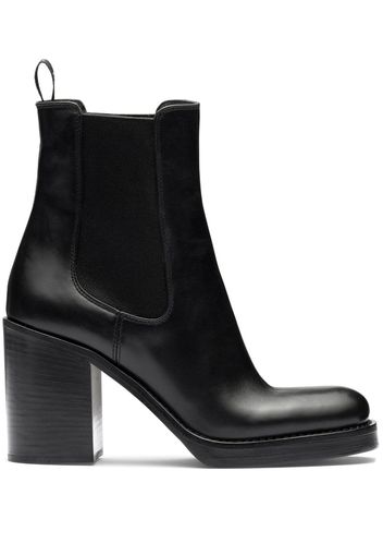 Prada brushed leather 85mm ankle boots - Black