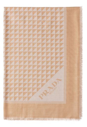 Prada logo-jacquard frayed scarf - Neutrals