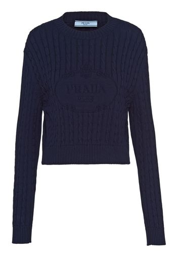 Prada intarsia-logo cropped jumper - Blue