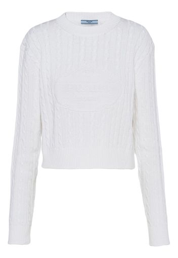 Prada intarsia-logo cropped jumper - White