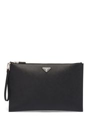 logo plaque saffiano pouch