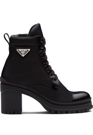 Prada logo plaque ankle boots - Black