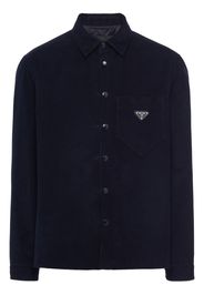 Prada triangle-logo corduroy shirt - Blue