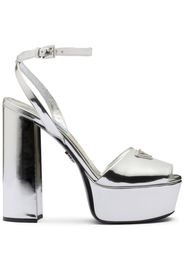 Prada 135mm logo-plaque platform sandals - Silver