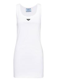 Prada logo-plaque ribbed-knit minidress - White